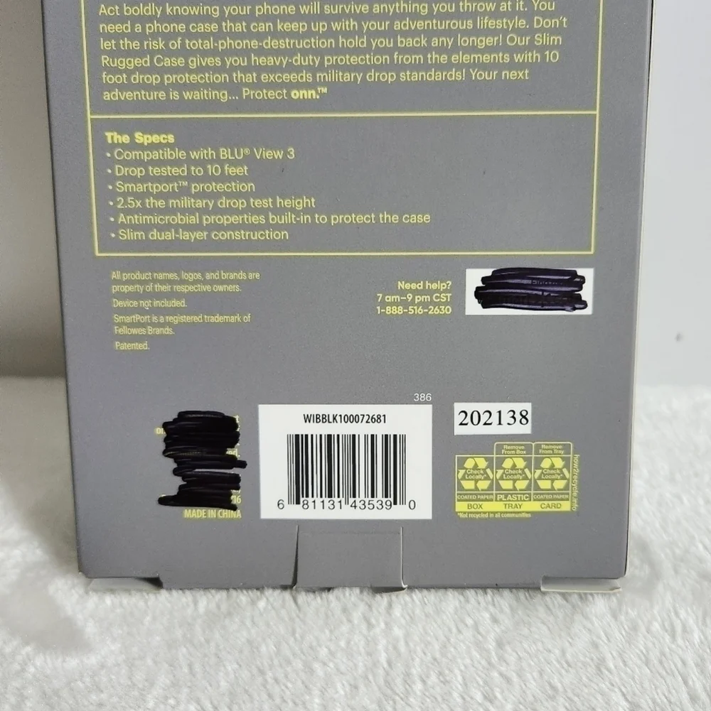 Protect Onn. BLU View 3 Black Slim Rugged Phone Case